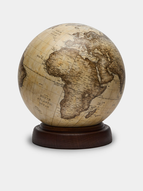 Leonardo Frigo - The Mocenigo Hand-Printed Globe on Oak Base (13.5in/35cm) - Brown - ABASK - 