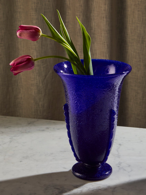 Antique and Vintage - 1950s Seguso Pulegoso Glass Vase (11in/28cm) - Blue - ABASK