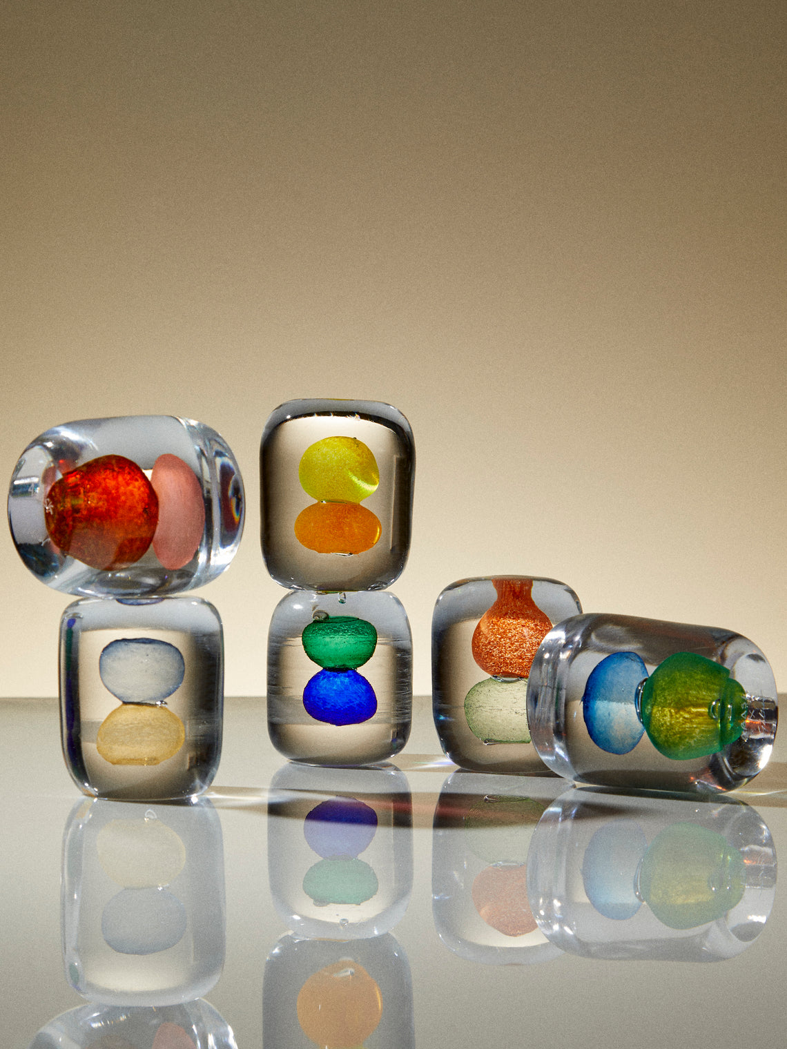 Gather - Hand-Blown Glass Paperweight - Blue - ABASK