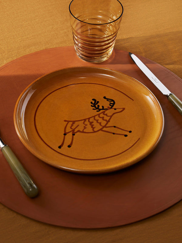 Poterie de Cliousclat - Stag Hand-Glazed Slipware Dinner Plates (Set of 4) - Ochre - ABASK