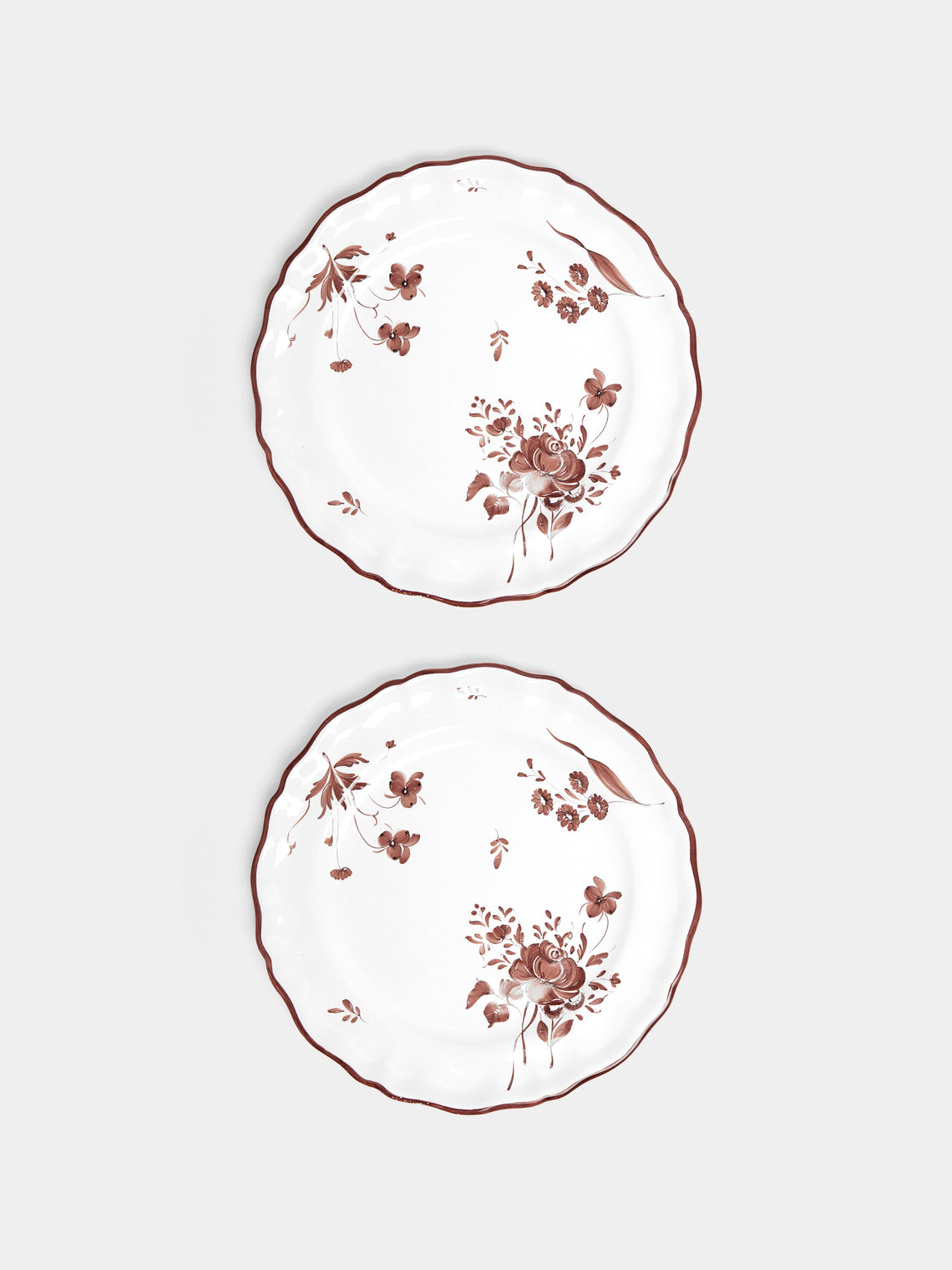 Z.d.G - Camaïeu Hand-Painted Ceramic Dinner Plates – 10in/26cm (Set of 2) - White - ABASK