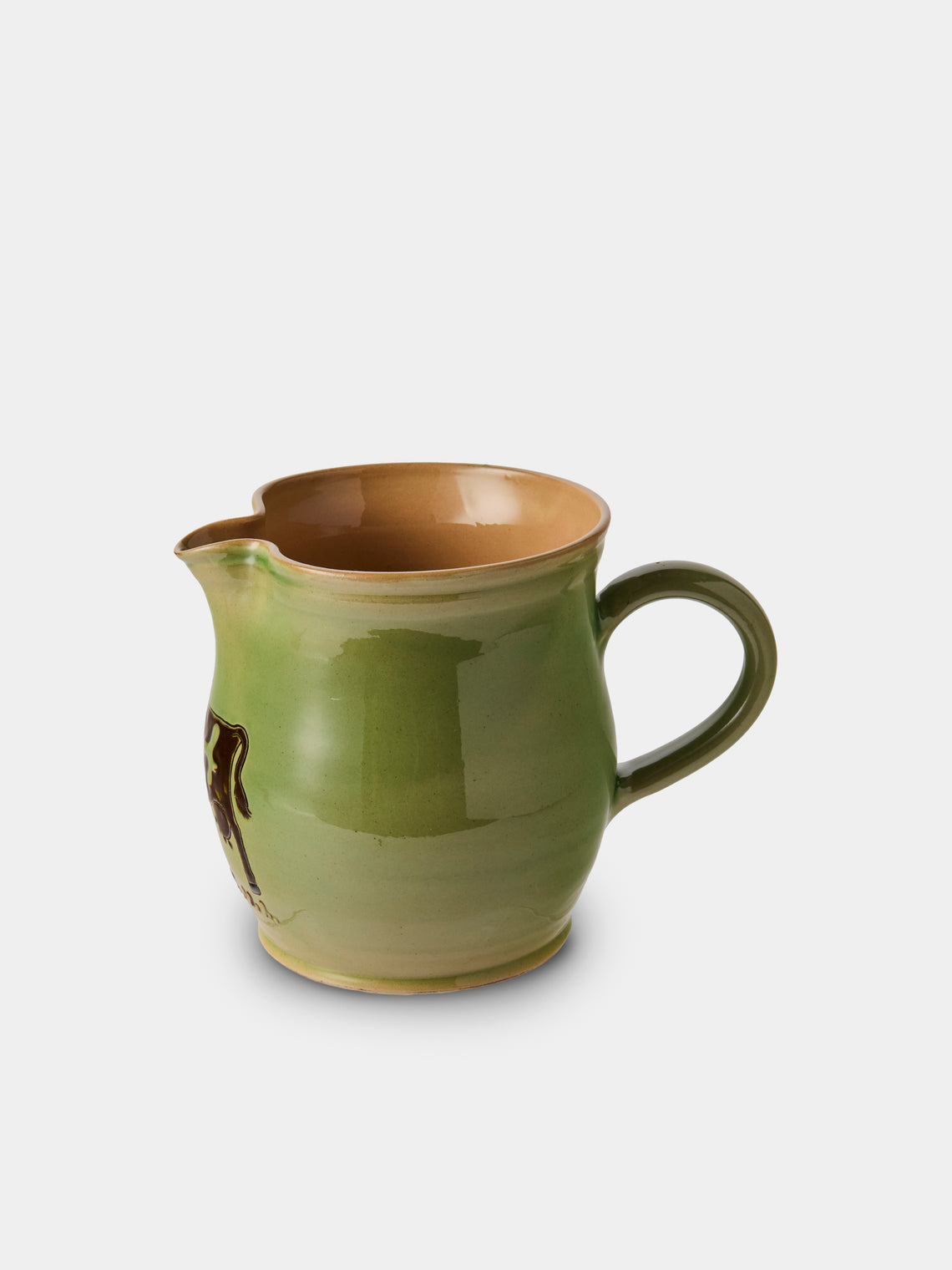 Poterie d’Évires - Cows Hand-Painted Ceramic Medium Jug - Green - ABASK