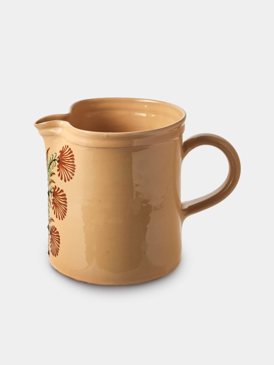 Poterie d’Évires - Flowers Hand-Painted Ceramic Straight-Edge Large Jug - Cream - ABASK