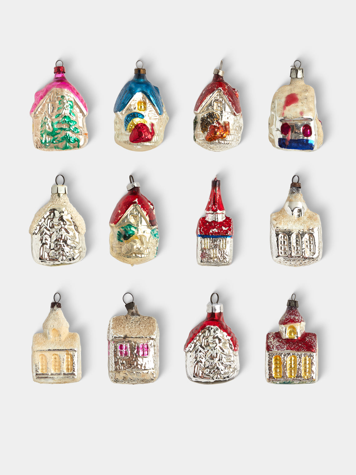 Antique and Vintage - Early-20th-Century Houses Glass Baubles (Set of 12) - Multiple - ABASK - 