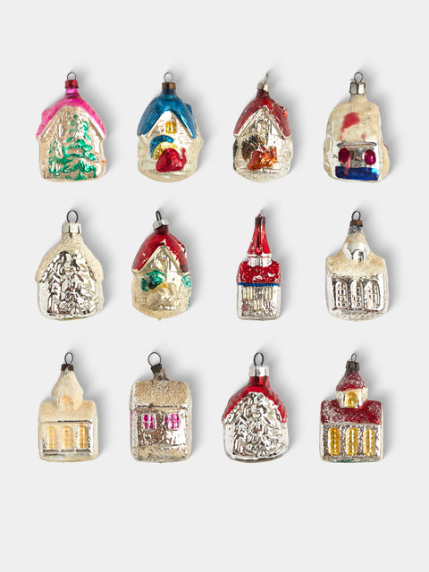 Antique and Vintage - Early-20th-Century Houses Glass Baubles (Set of 12) - Multiple - ABASK - 