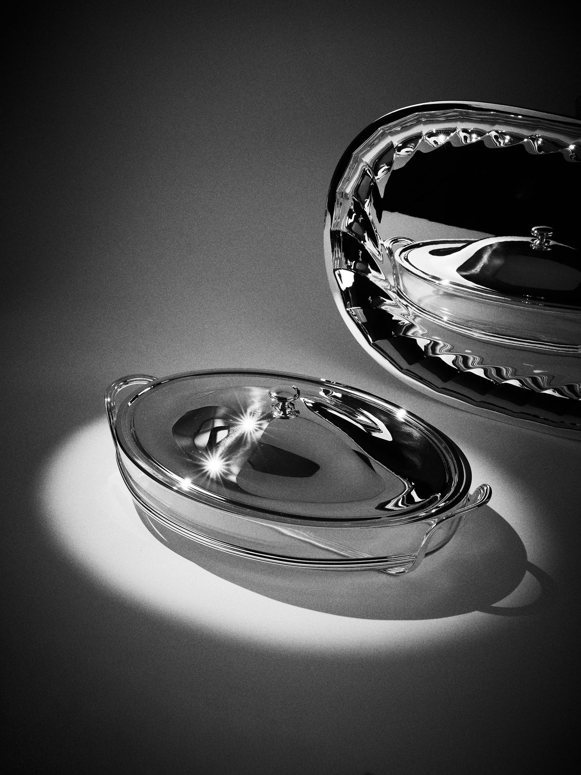 Greggio - Glass and Silver-Plated Oval Lidded Dish - Silver - ABASK