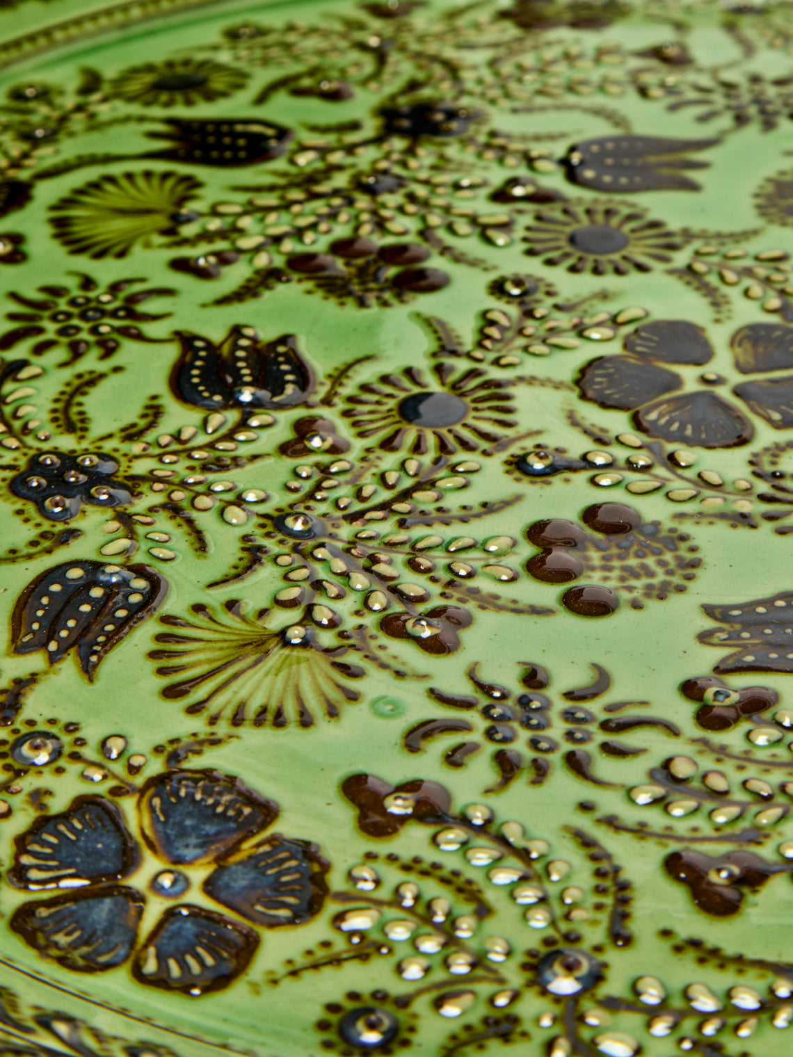 Poterie d’Évires - Flowers Hand-Painted Ceramic Round Platter -  - ABASK