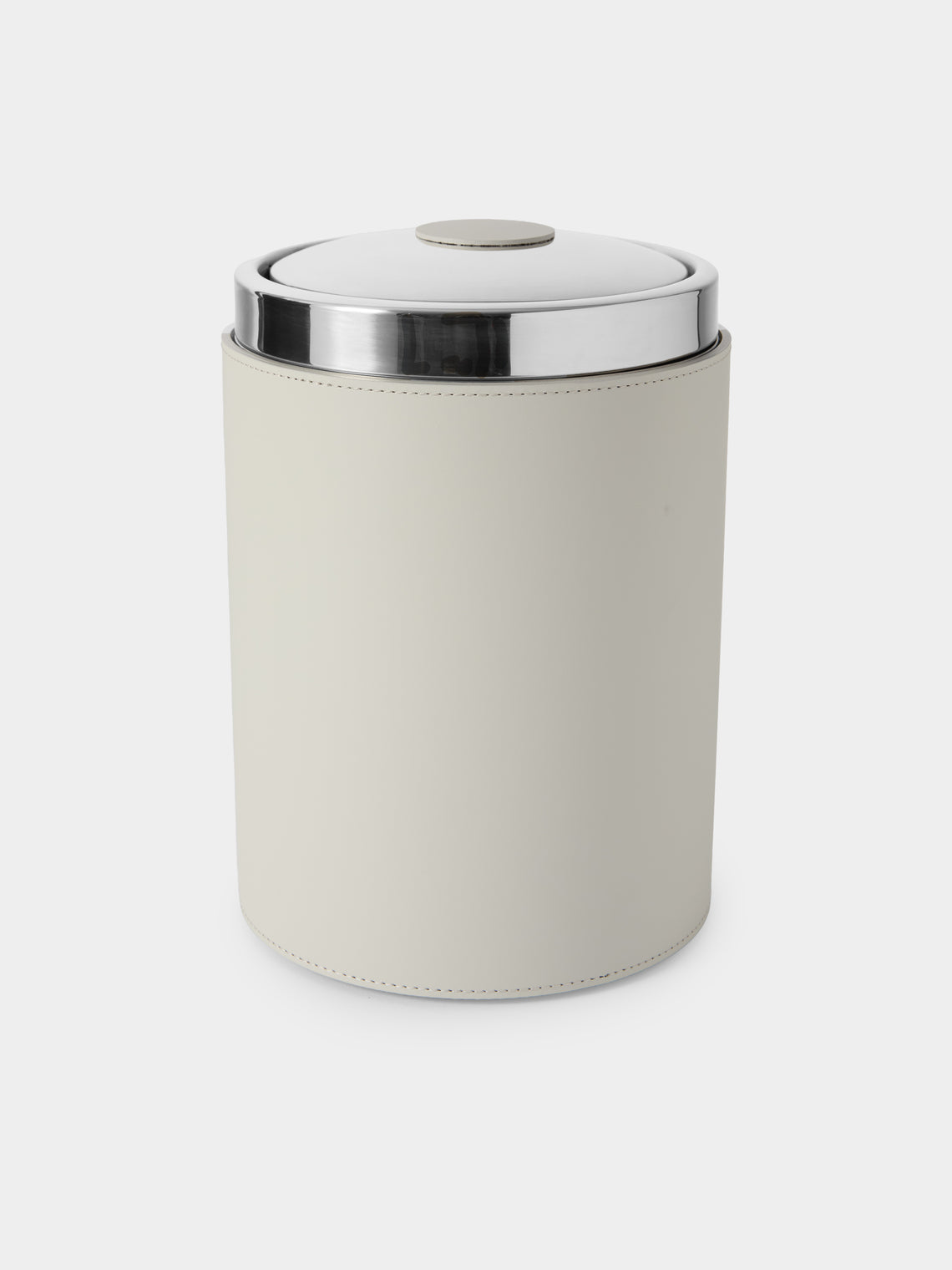 RUDI - Perry Leather Lidded Wastepaper Bin - White - ABASK - 