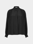 Ryan Roche - Silk Collared Blouse | Size: S - Black - ABASK - 