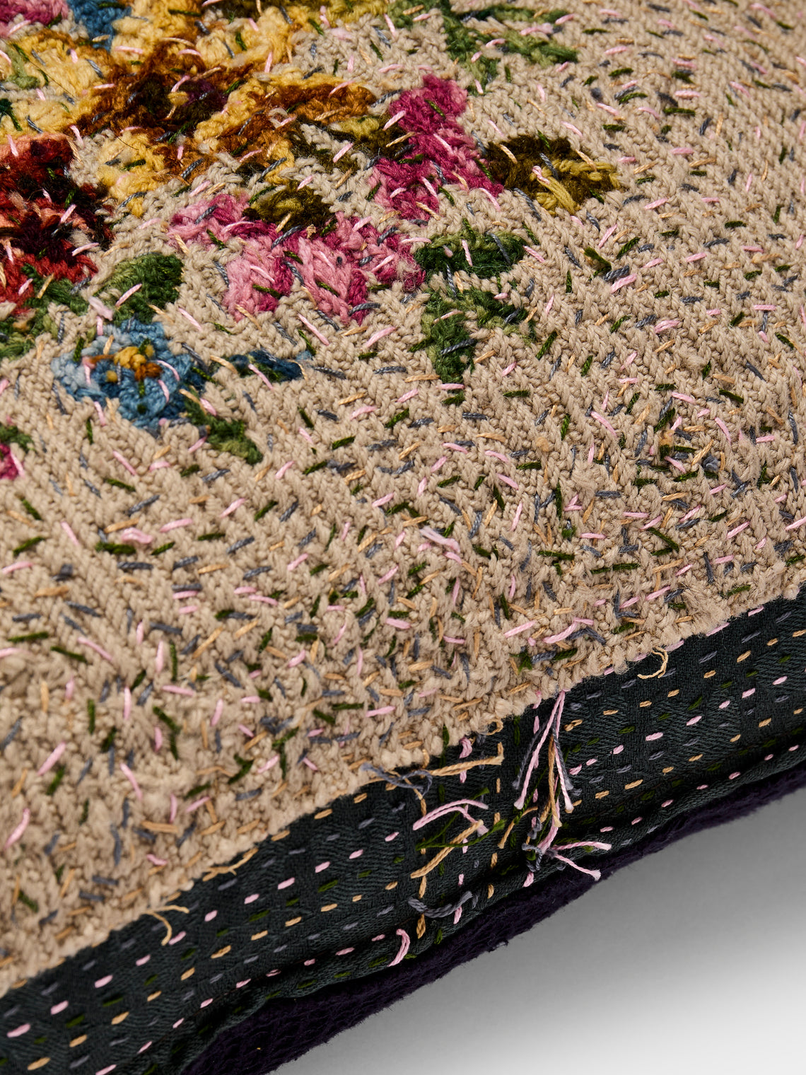 By Walid - 19th-Century Needlepoint Wool and French Marcella Cotton Pillow (23in/58cm) - Multiple - ABASK
