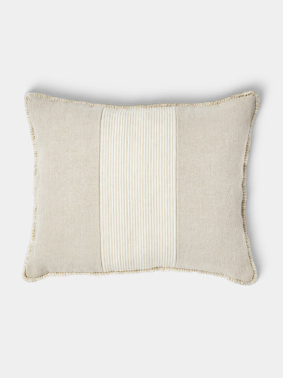 de Le Cuona - Chukka Linen Hunter-Paneled Cushion (19.5in/50cm) - Cream - ABASK - 