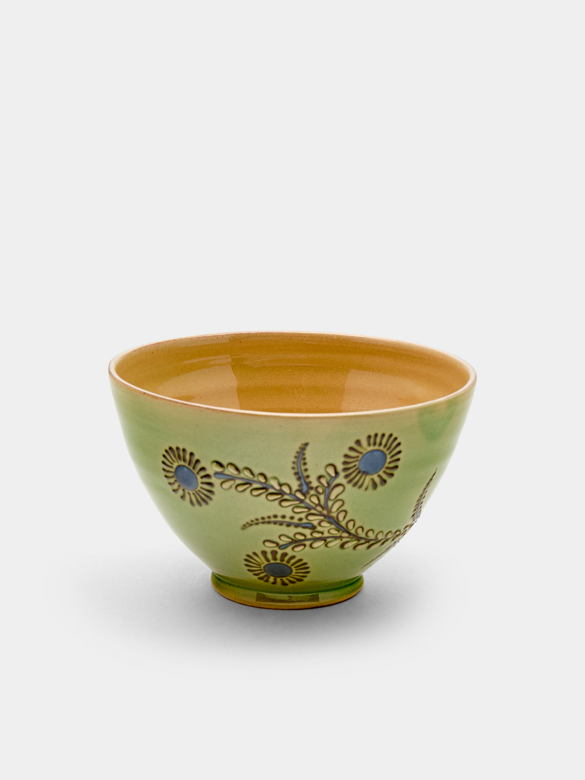 Poterie d’Évires - Flowers Hand-Painted Ceramic Bowls (Set of 6) - Green - ABASK