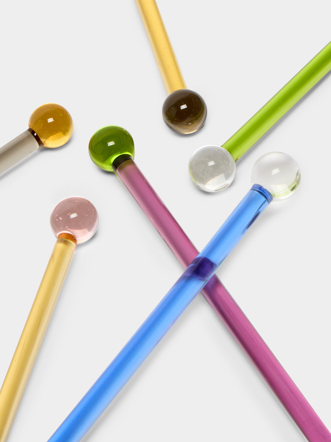 Classic Hand-Blown Murano Glass Cocktail Stirrers (Set of 6)