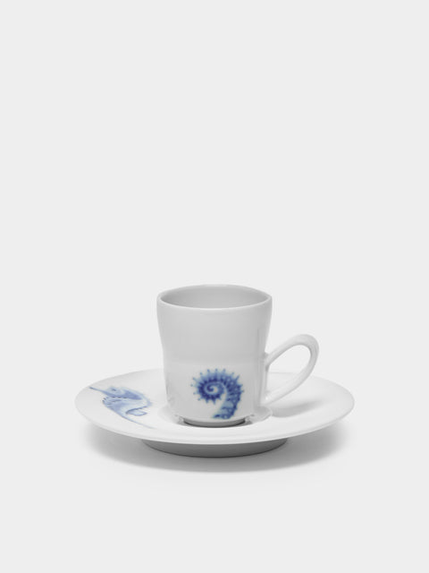 Hering Berlin - Ocean Porcelain Espresso Cup and Saucer (Set of 2) - White - ABASK- 
