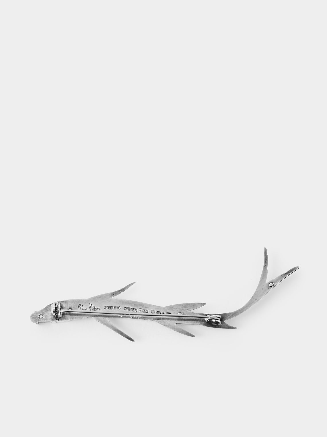 Antique and Vintage - 1956 Wiwen Nilsson Fish Sterling Silver Brooch - Silver - ABASK