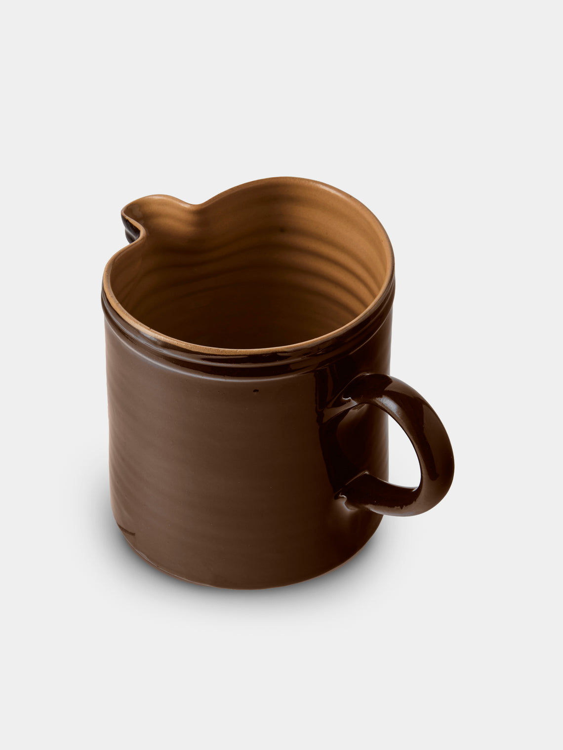 Poterie d’Évires - Chickens Hand-Painted Ceramic Straight-Edge Medium Jug - Dark Brown - ABASK