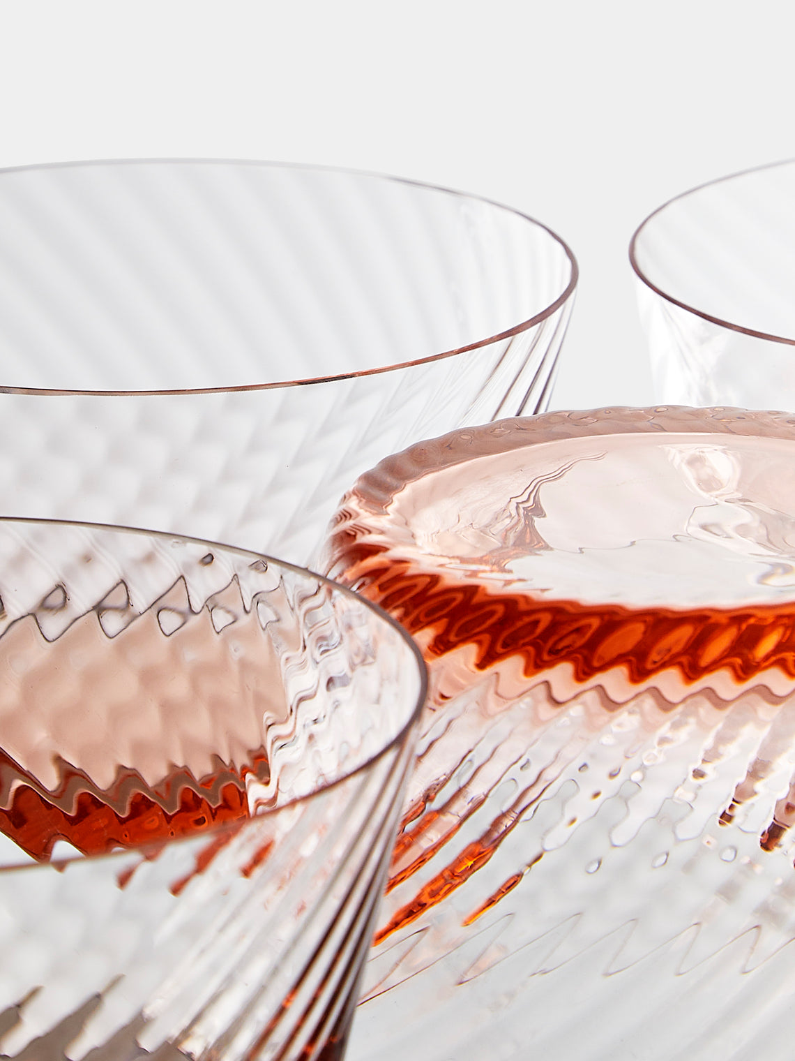 Mun Deluxe Brand Venezia - Torsé Hand-Blown Glass Dessert Bowls (Set of 6) - Pink - ABASK