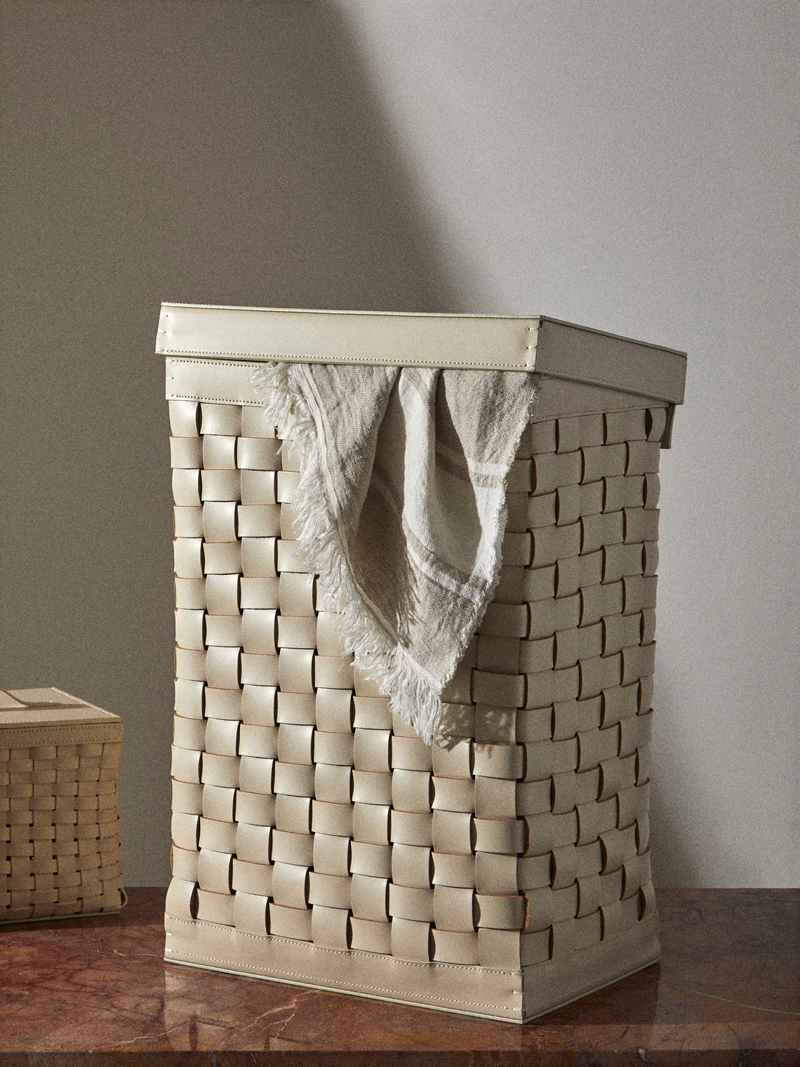 Riviere - Barcelona Water-Resistant Leather Laundry Basket - Ivory - ABASK