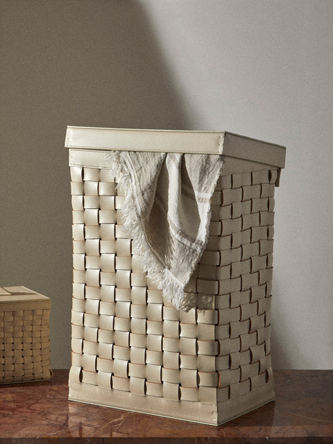 Riviere - Barcelona Water-Resistant Leather Laundry Basket - Ivory - ABASK