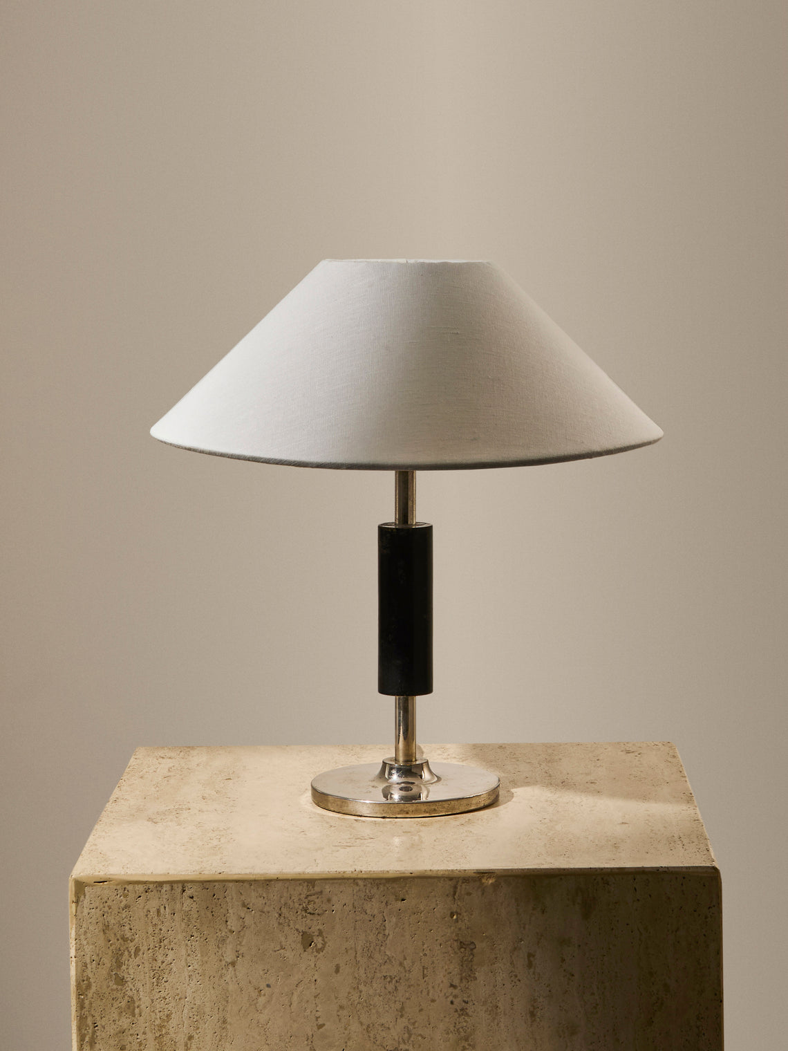 Antique and Vintage - 1930s Swedish Nickel and Ebony Table Lamp - Silver - ABASK