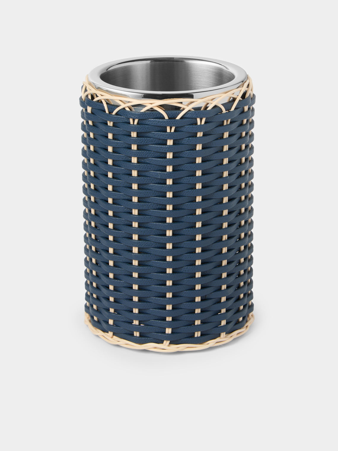 Pigment France - Menton Leather and Rattan Bottle Cooler - Blue - ABASK - 