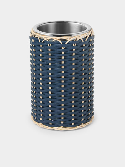 Pigment France - Menton Leather and Rattan Bottle Cooler - Blue - ABASK - 