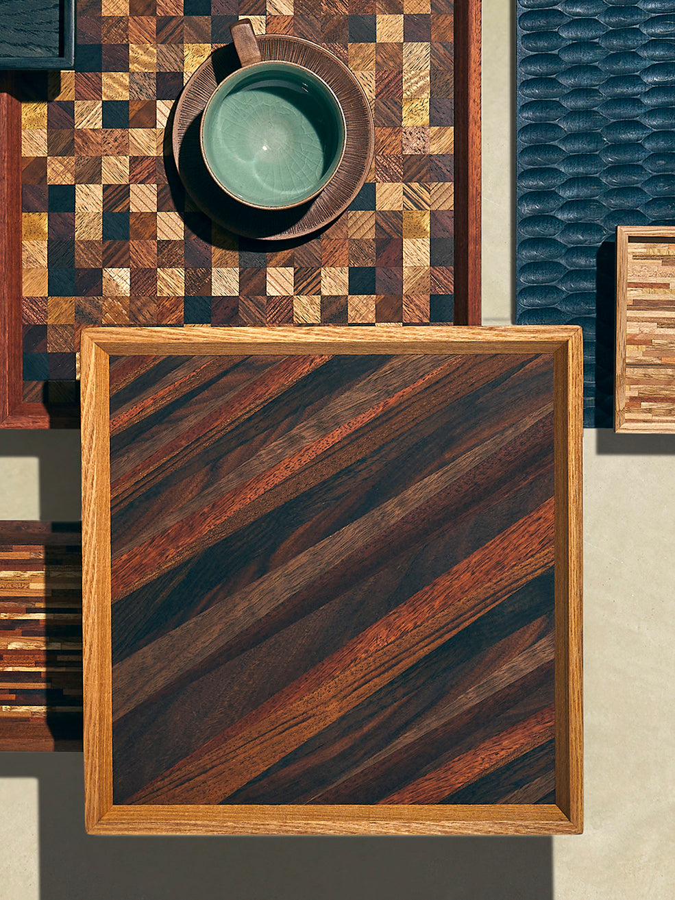 Mori Kougei - Poke Wood Square Tray (10.5in/26.5cm) - Multiple - ABASK