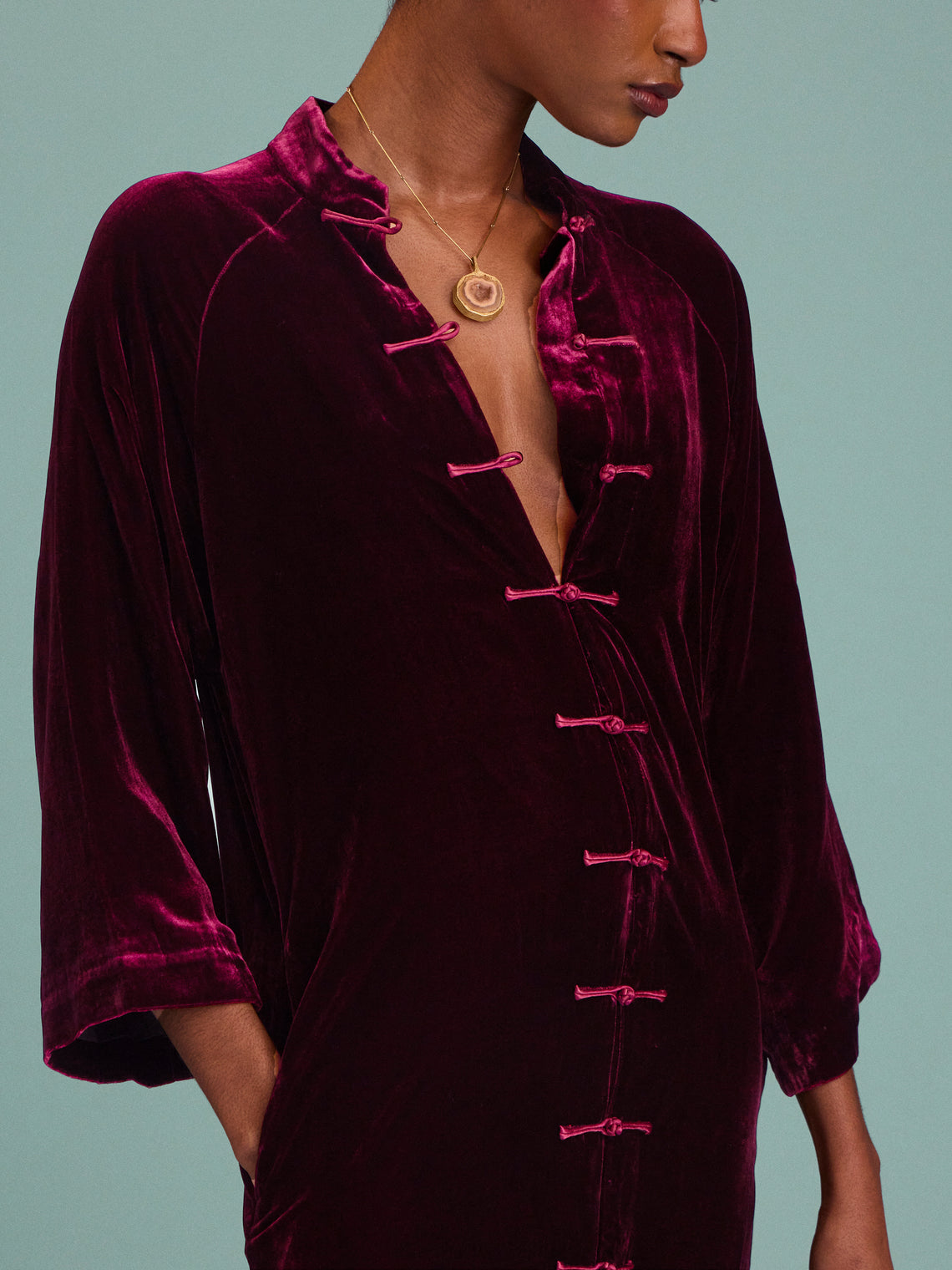 Yali Milano - Velvet Light Robe | Size: S - Red - ABASK