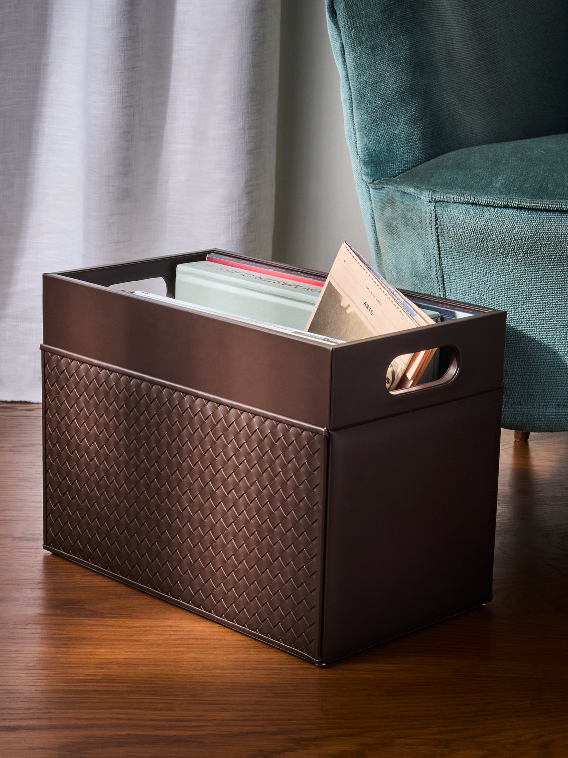 Riviere - Emy Woven Leather Magazine Holder - Brown - ABASK