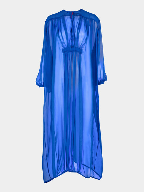 Les Vacances D'Irina - The Hazy Nipple Silk Long Dress | One Size - Blue - ABASK - 
