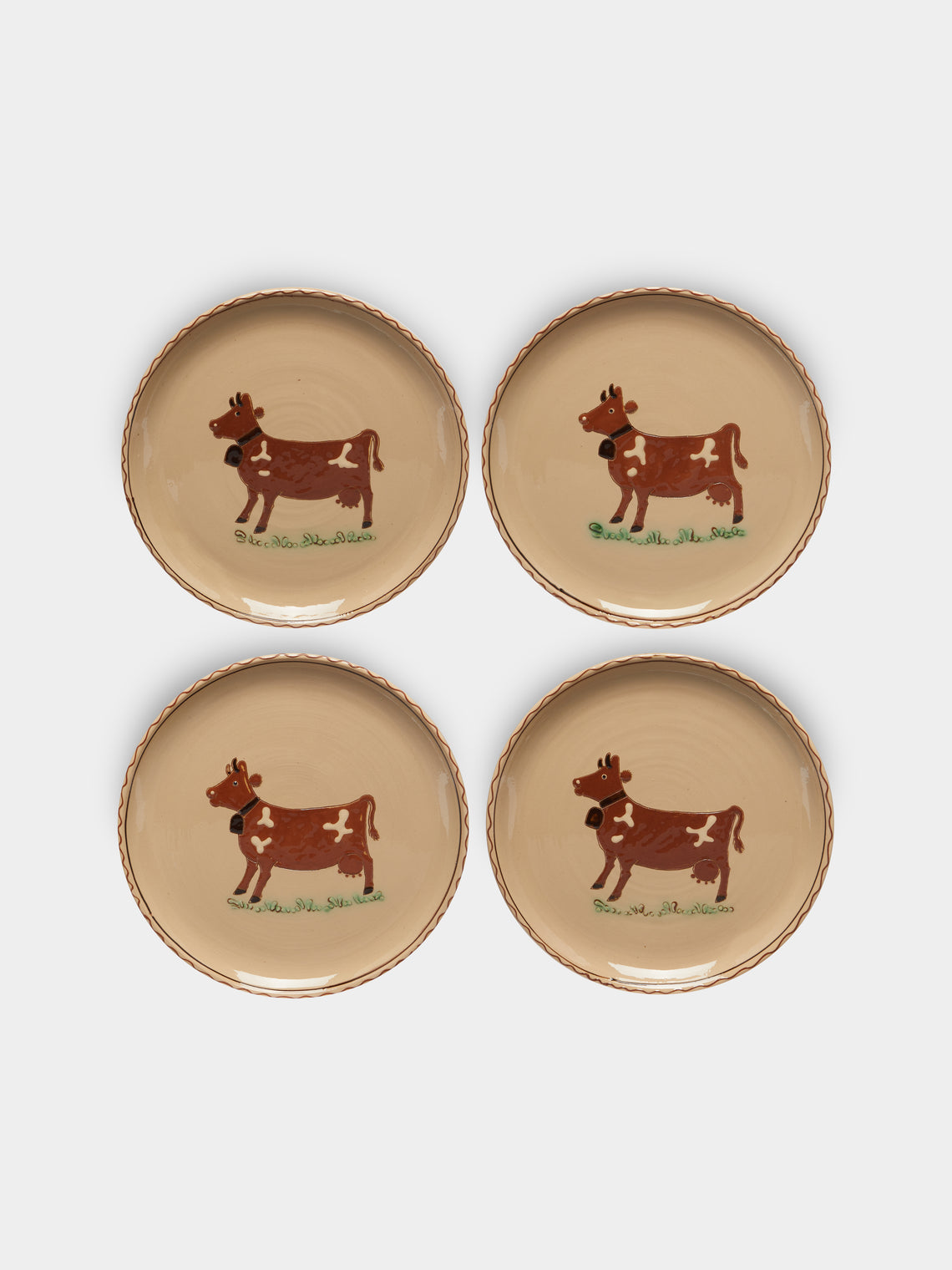 Poterie d’Évires - Cows Hand-Painted Ceramic Dinner Plates (Set of 4) -  - ABASK - 
