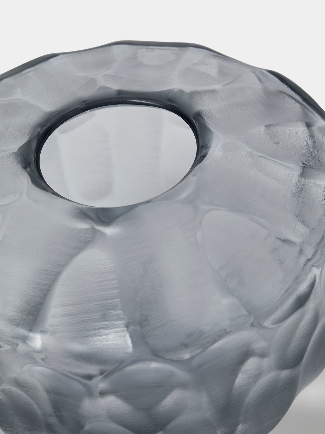 Micheluzzi Glass - Goccia Acciaio Bamboo Hand-Blown Murano Glass Vase (6.5in/17cm) - Gray - ABASK