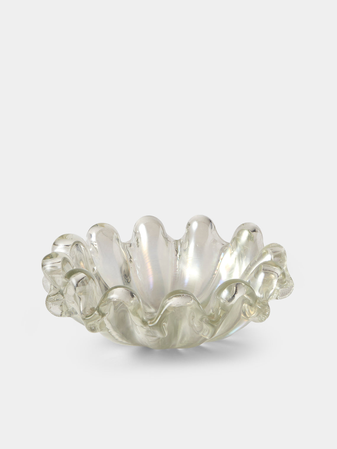 Antique and Vintage - Antique and Vintage 1940 Ercole Barovier Pearlescent Glass Shell Bowl - Clear - ABASK - 