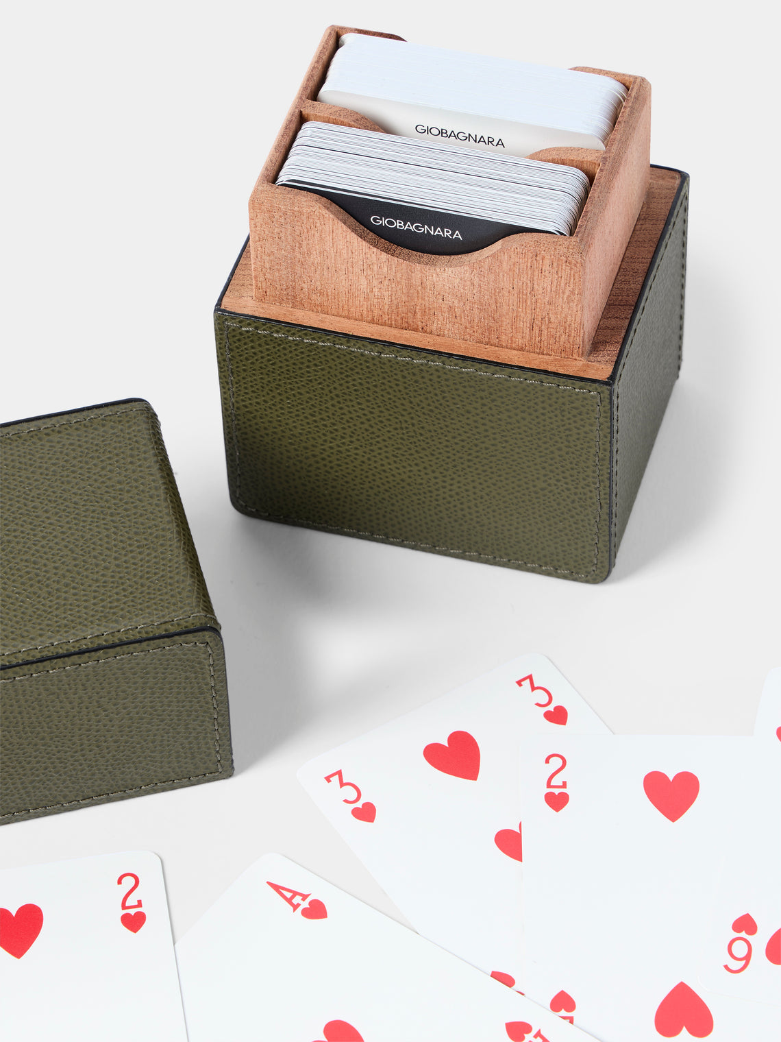 Giobagnara - Naples Leather Playing Cards Set - Green - ABASK