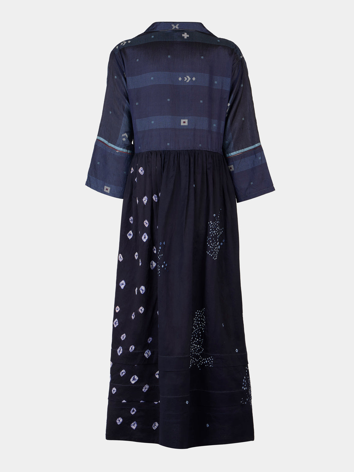 Injiri - Amber 21 Hand-Loomed Cotton and Silk Dress - Blue - ABASK