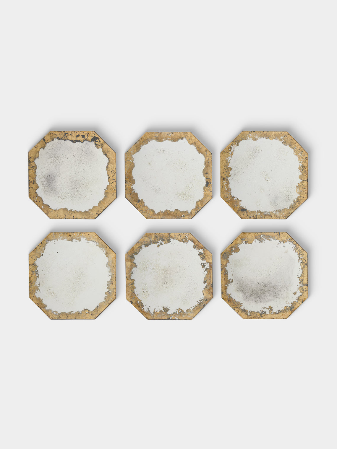 Borgo delle Tovaglie - Octo Mirrored Glass Placemats (Set of 6) - Silver - ABASK