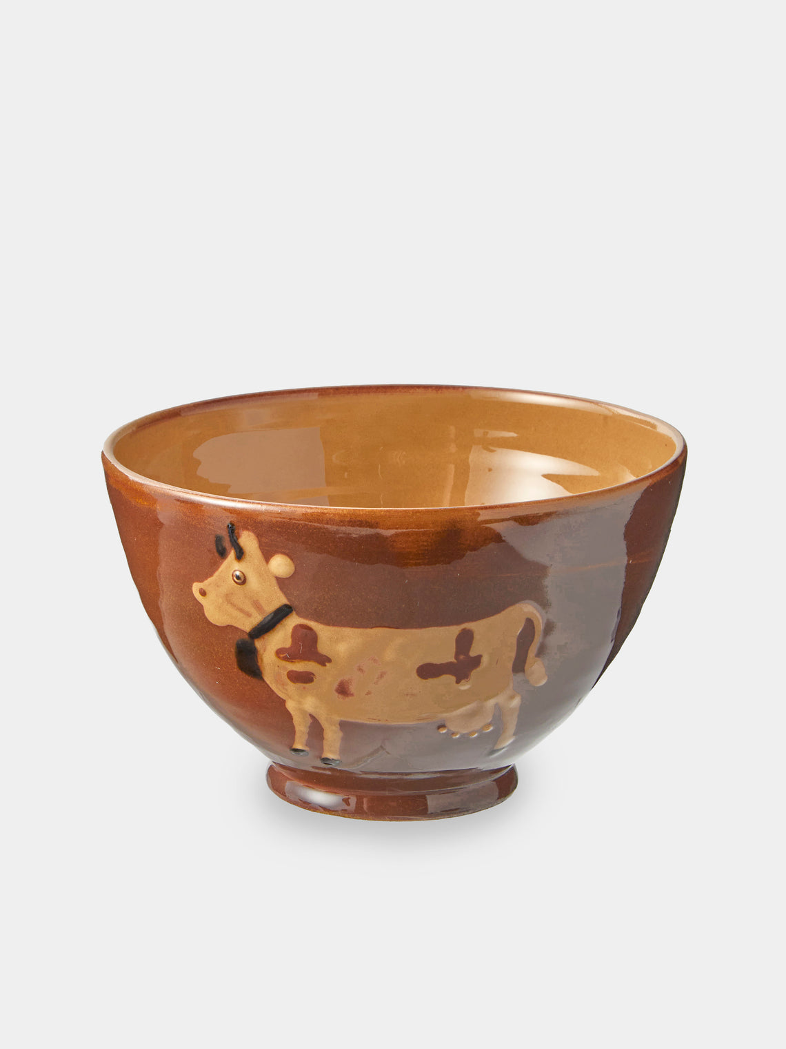 Poterie d’Évires - Cows Hand-Painted Ceramic Grand Bowls (Set of 4) - Light Brown - ABASK