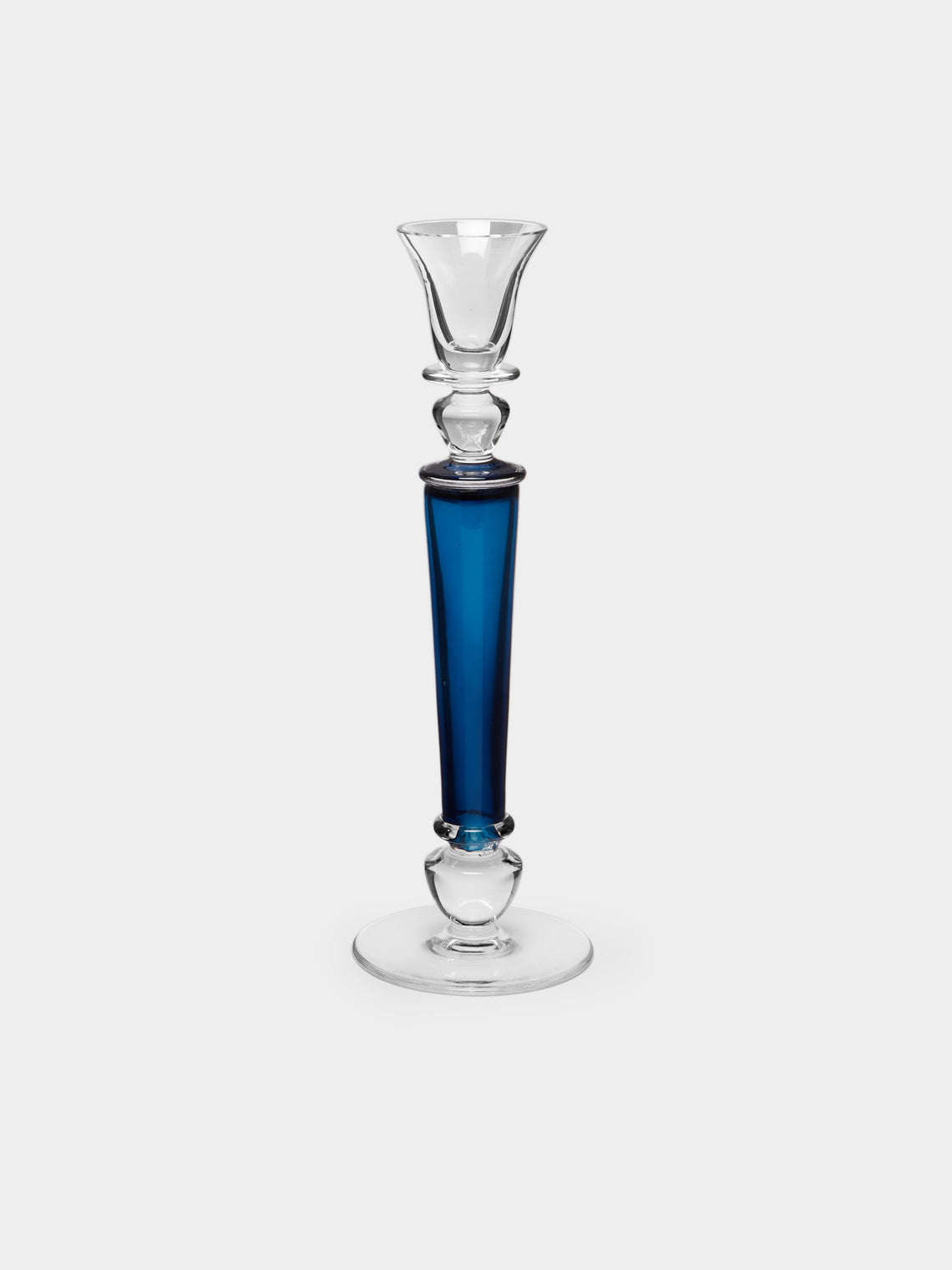 Theresienthal - Memphis Hand-Blown Crystal Candlestick (Set of 2) - Blue - ABASK- 