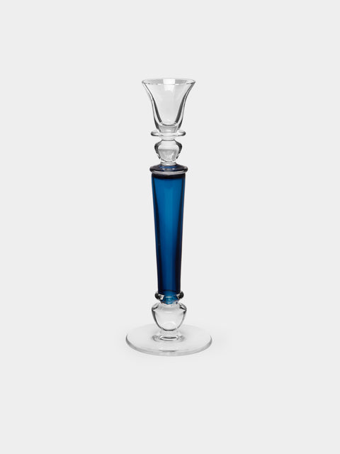 Theresienthal - Memphis Hand-Blown Crystal Candlestick (Set of 2) - Blue - ABASK- 