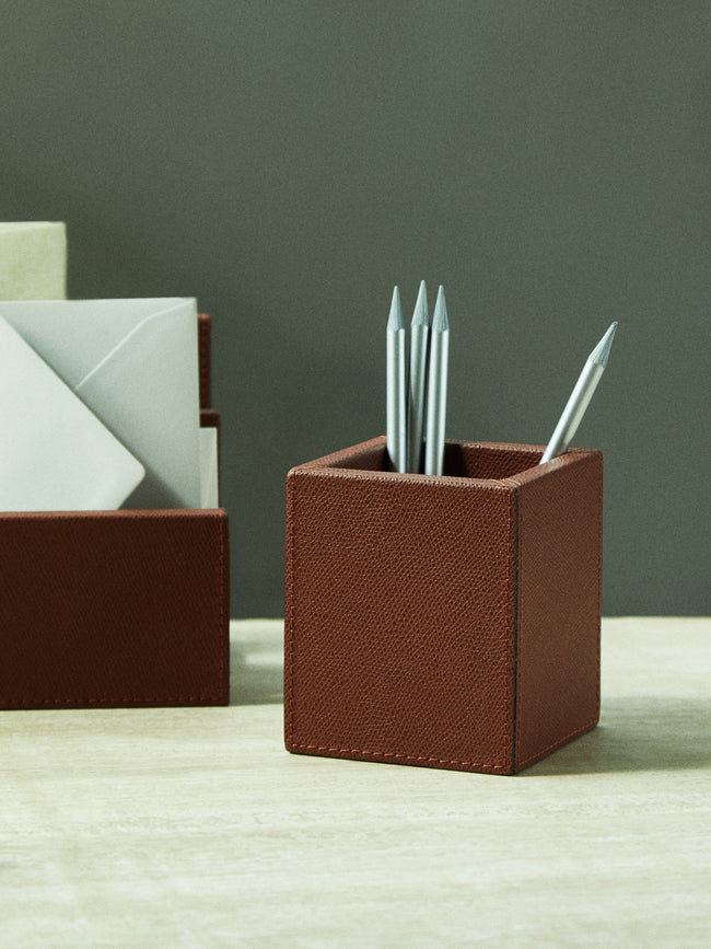 Giobagnara - Tim Leather Pen Holder - Brown - ABASK