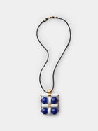 Mahnaz Collection - Vintage Giorgio Facchini 18-Karat Yellow Gold, Lapis Lazuli and White Agate Kinetic Pendant - Blue - ABASK - 