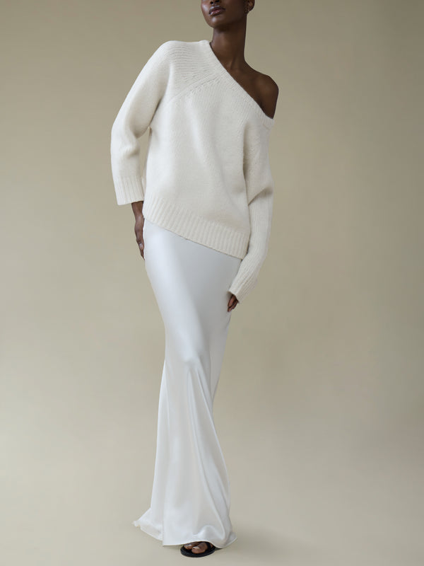 Ryan Roche - Silk Bias Long Skirt | Size: S - Ivory - ABASK