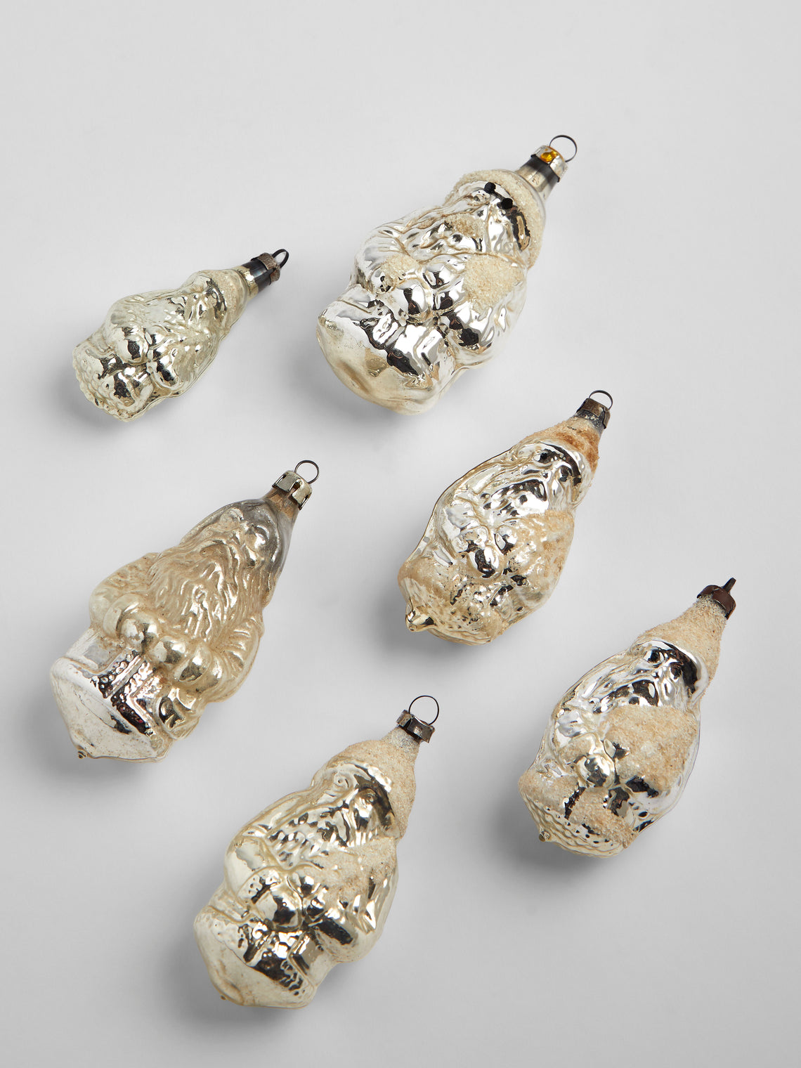 Antique and Vintage - Early-20th-Century Father Christmas Glass Baubles (Set of 6) - Silver - ABASK