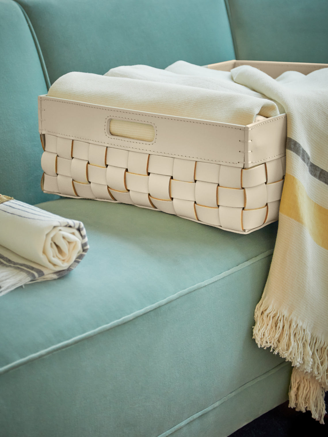 Riviere - Barcelona Water-Resistant Leather Large Towel Basket - Cream - ABASK