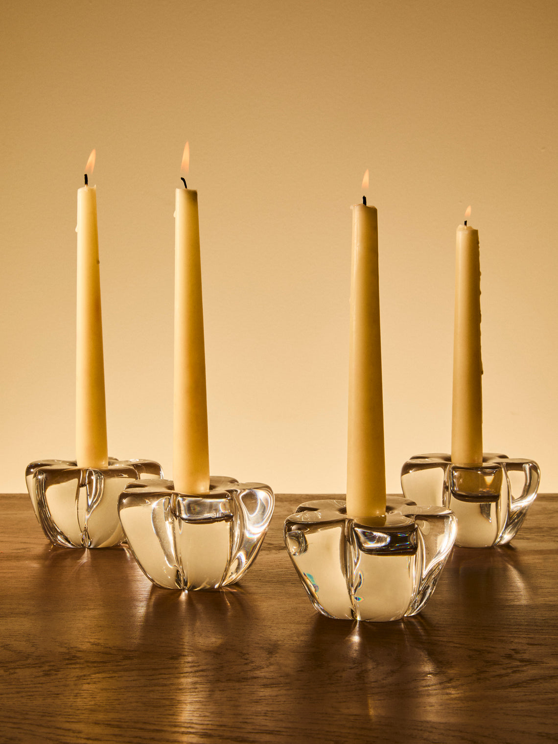 Antique and Vintage - Early-20th-Century Daum Crystal Candle Holders (Set of 4) - Clear - ABASK