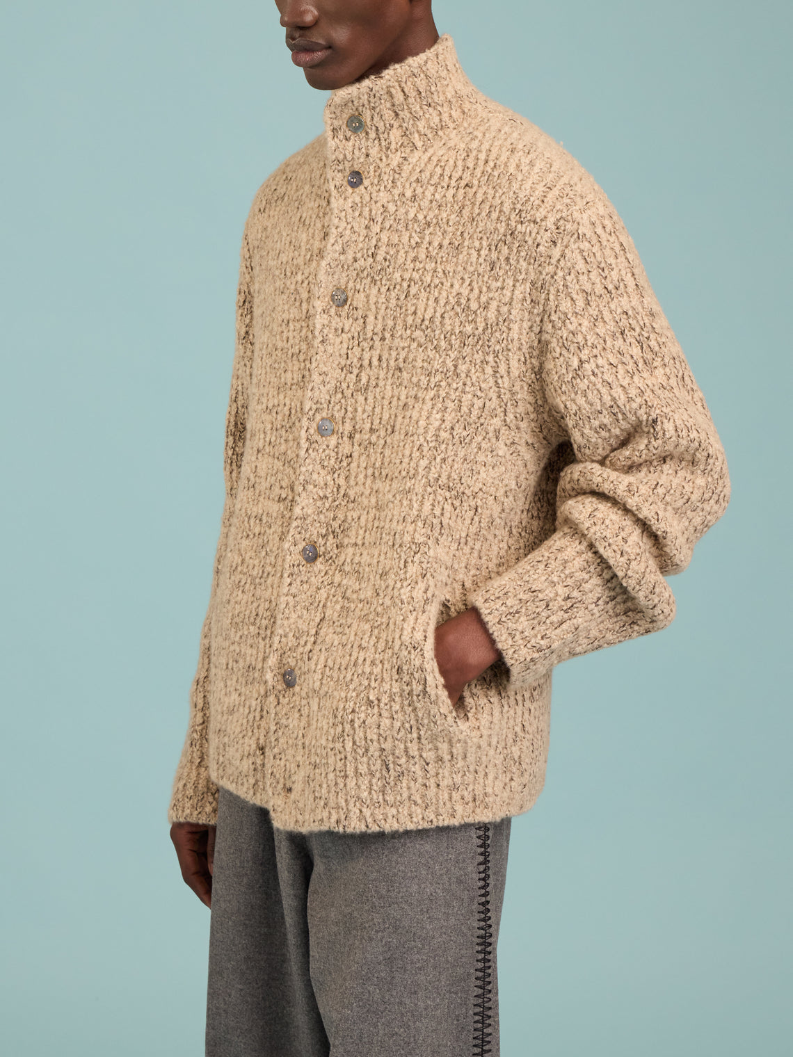 God's True Cashmere - Cloud Cashmere Cardigan | Size: L - Taupe - ABASK