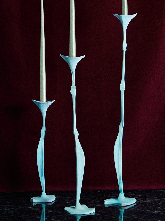 Shaha Raphael - Low Tide Fishbone Hand-Cast Brass Small Candlestick - Green - ABASK