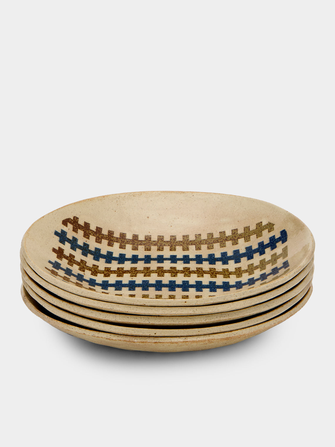 Makidani-gama - Nerikomi Ceramic Oval Plates – 11in/27.5cm (Set of 5) - Multiple - ABASK