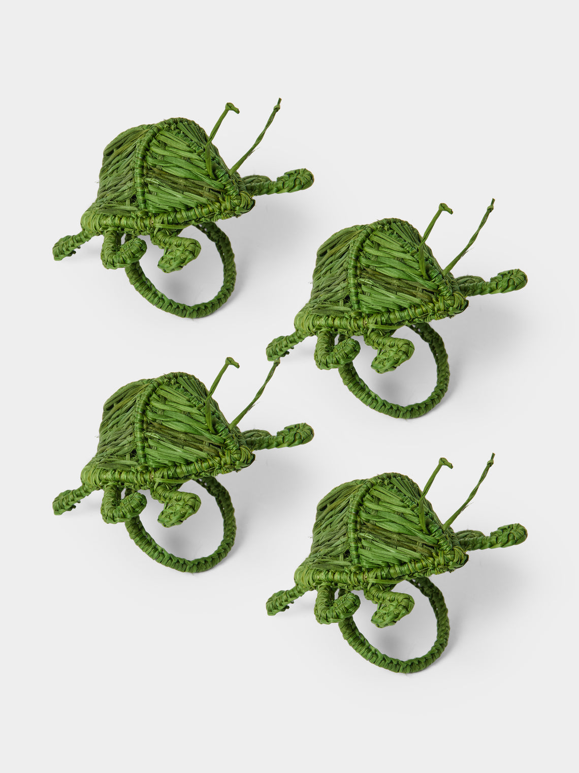 Artesanías del Atlántico - | Set of 4 | Beetle Handwoven Palm Napkin Rings - Green - ABASK - 