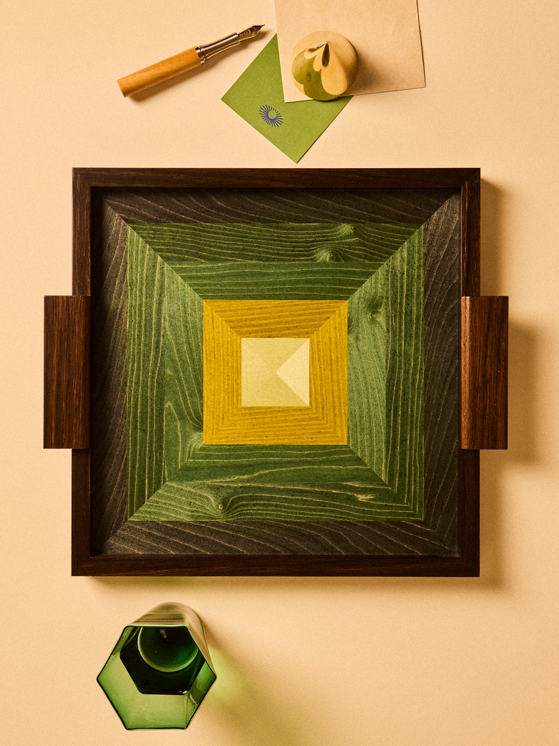 Kevin Stamper - Albers Wood Tray (19in/48cm) - Green - ABASK